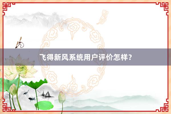 飞得新风系统用户评价怎样？